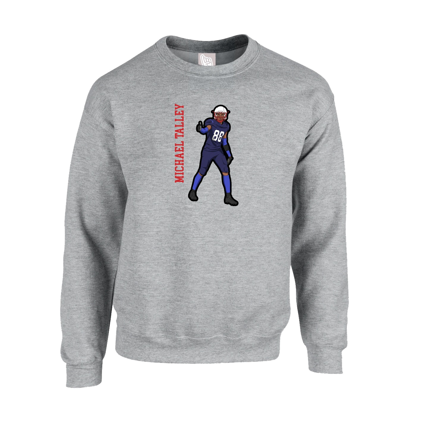 Fleece Crew — Name Vertical in Grey