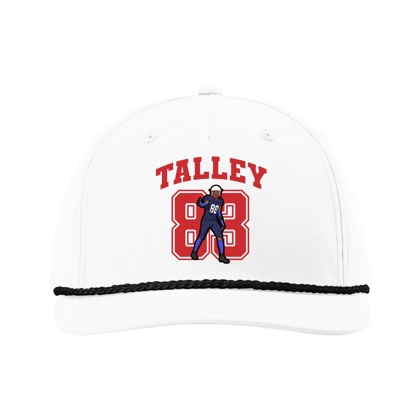 Five-Panel Classic Rope Cap — Number in White
