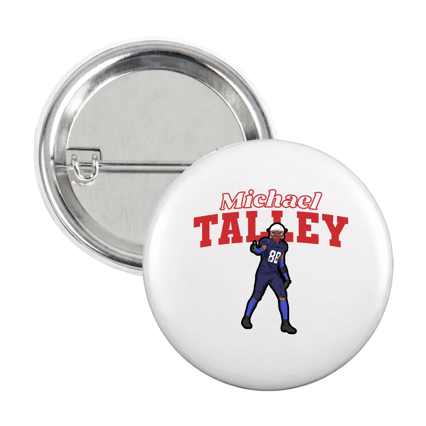 Game Day Button — Name Arch in White