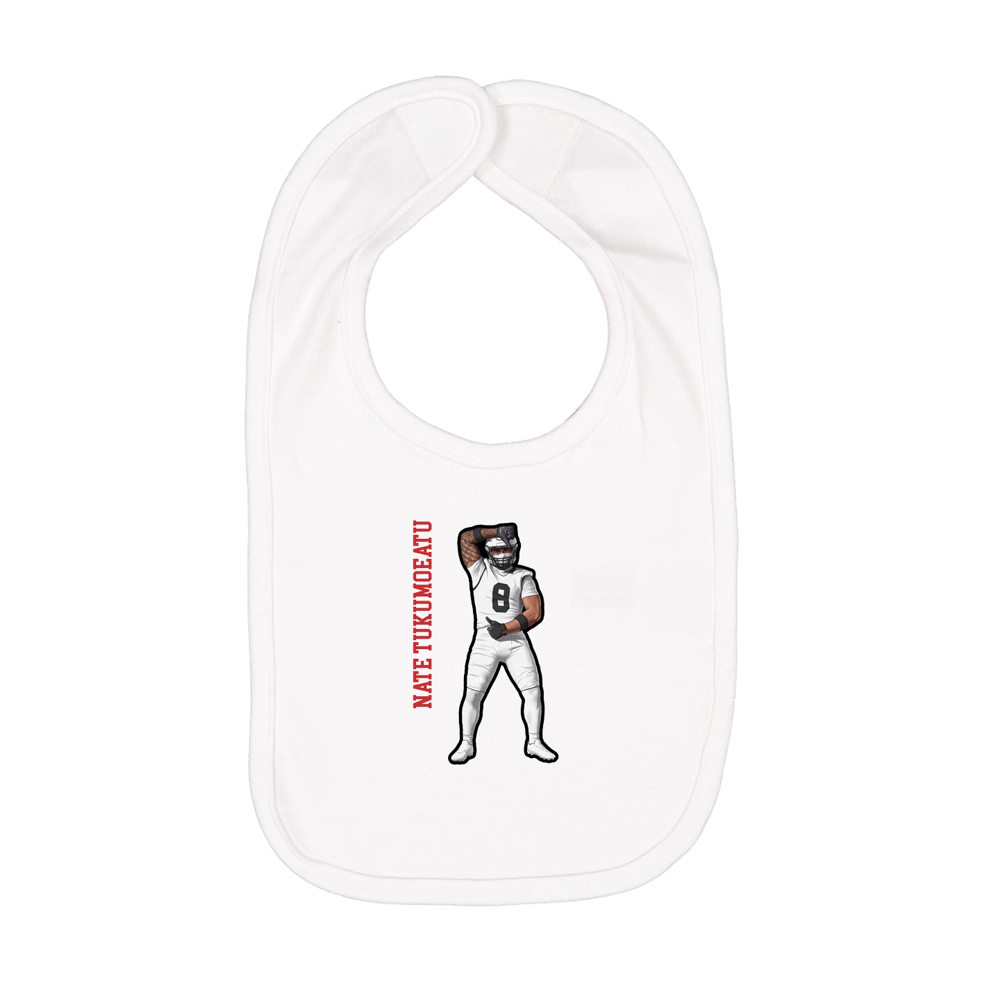 Infant Bib — Name Vertical in White