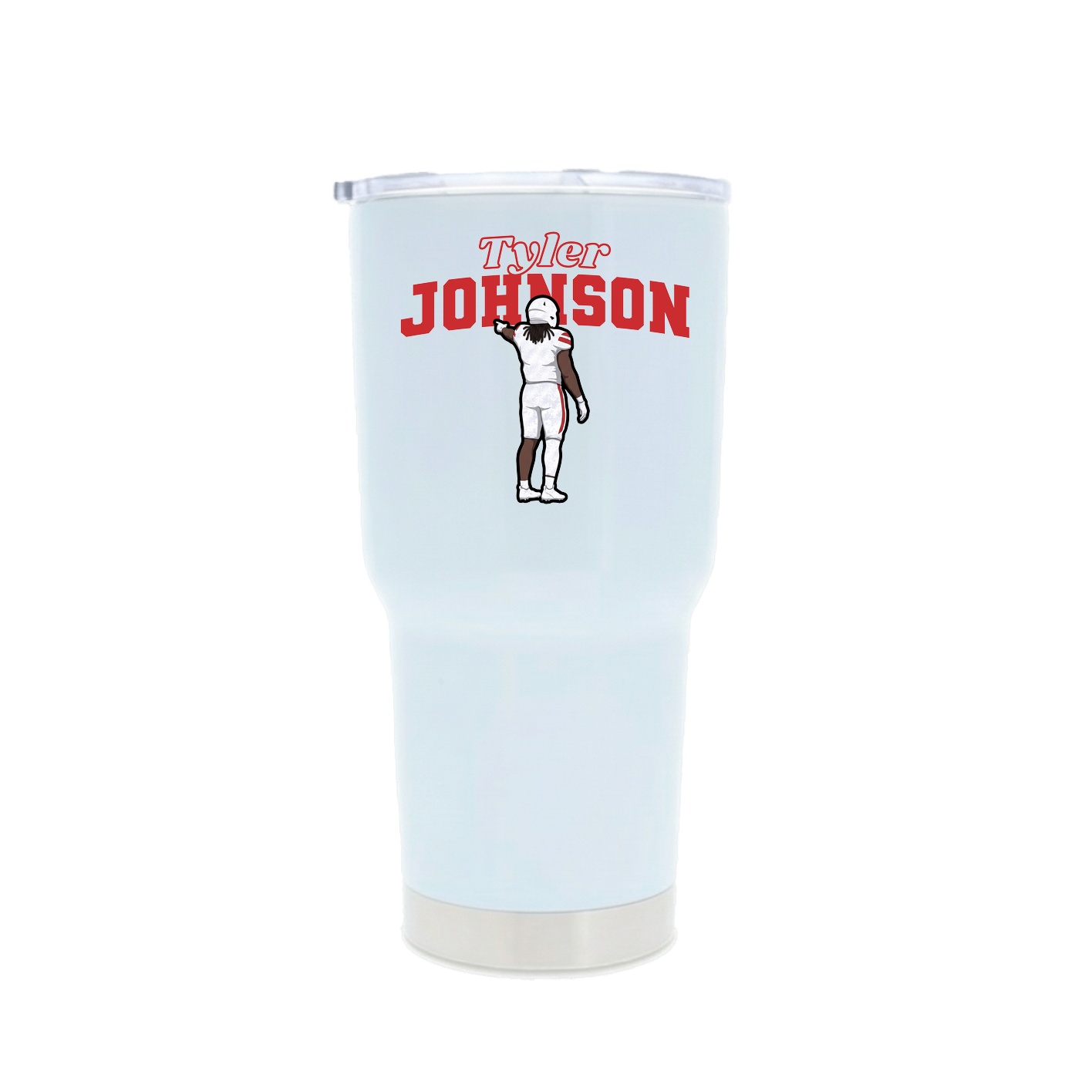 30oz Stainless Steel Tumbler — Name Arch in White