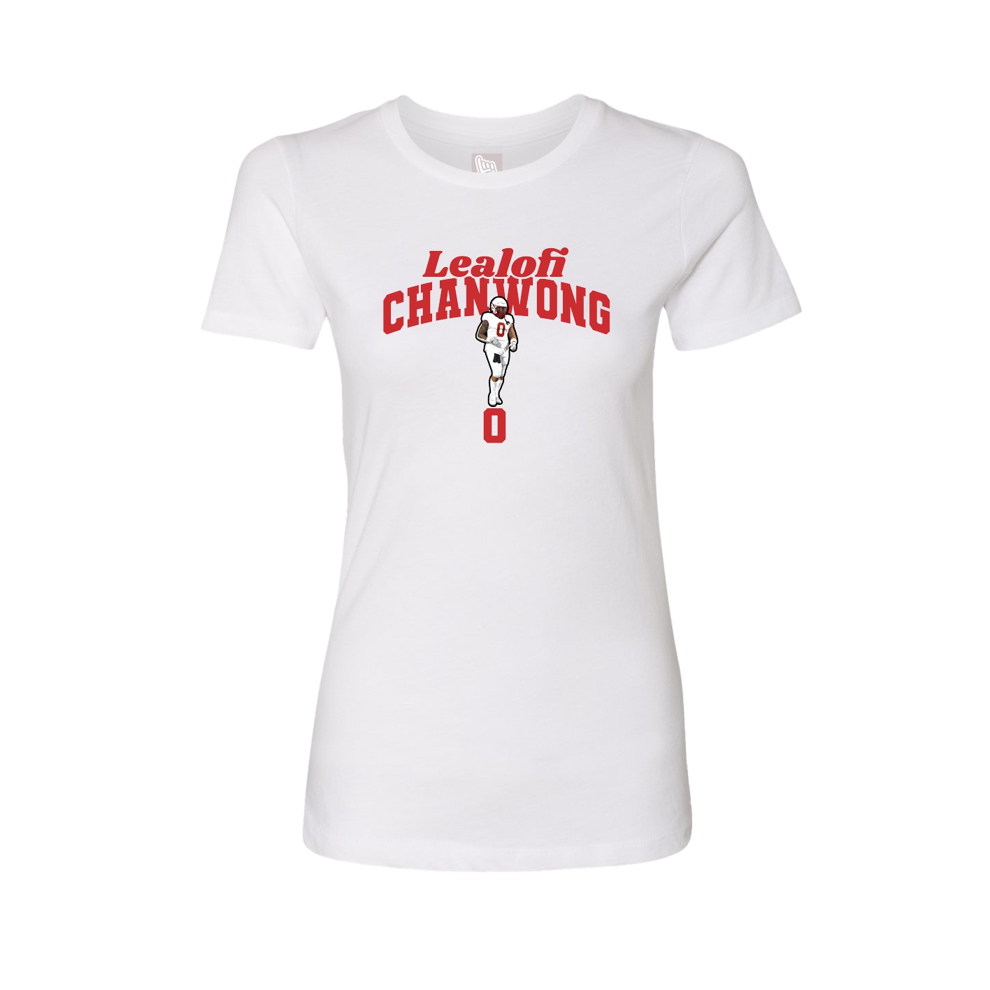 Fitted Women's Tee — Signature Arch in White