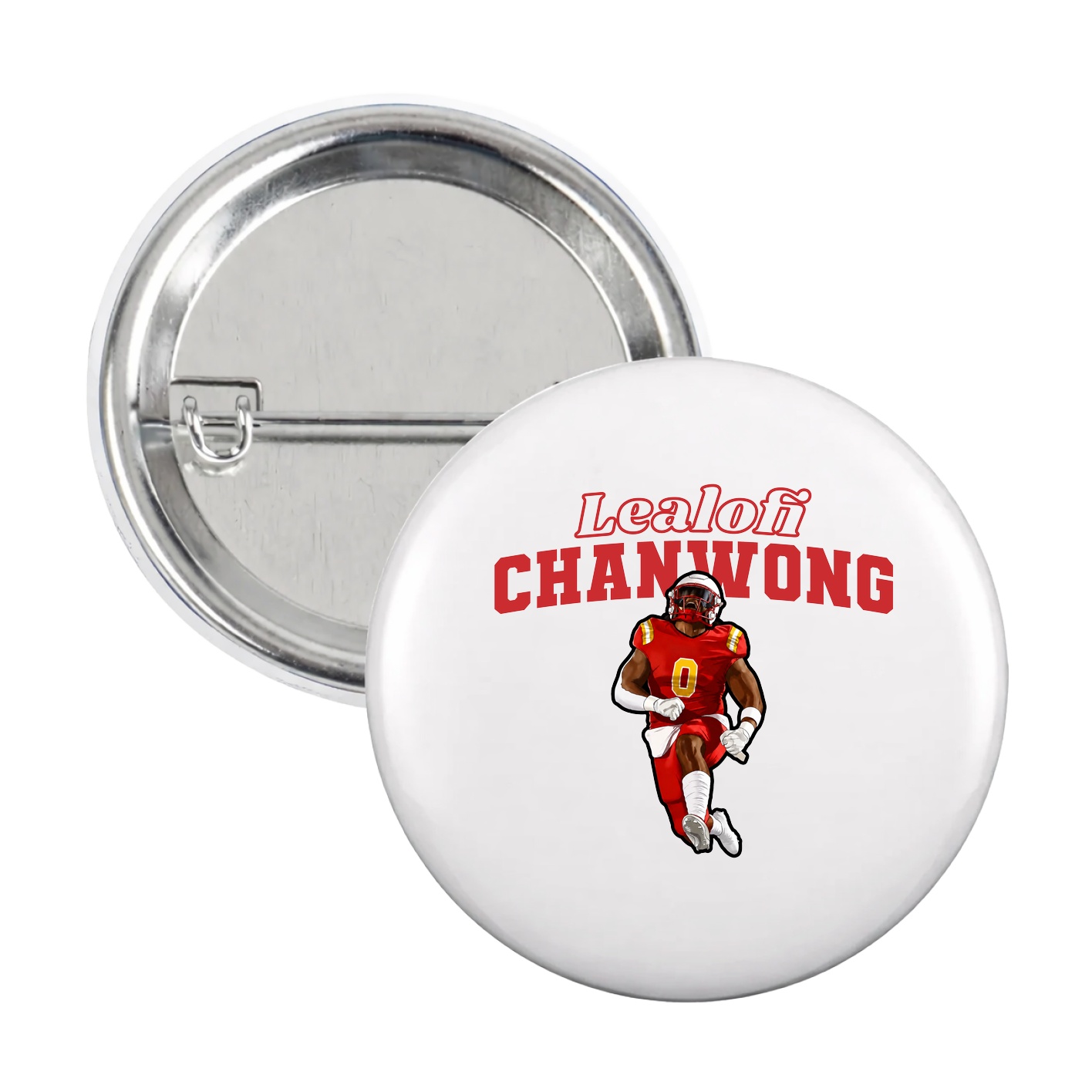 Game Day Button — Name Arch in White
