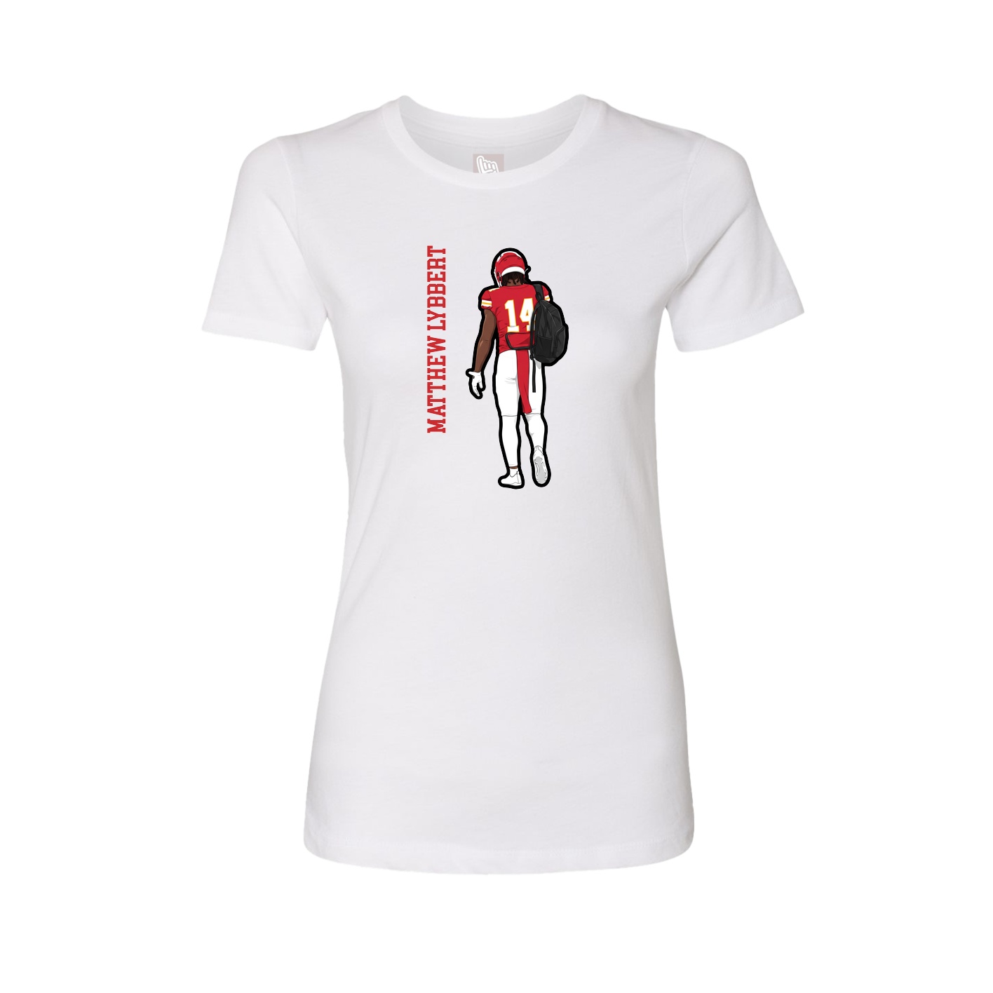 Fitted Women's Tee — Name Vertical in White