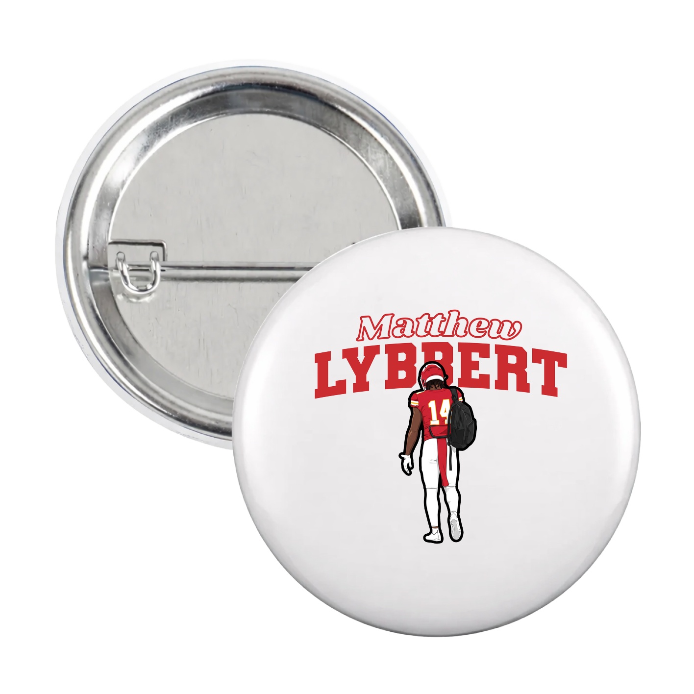 Game Day Button — Name Arch in White