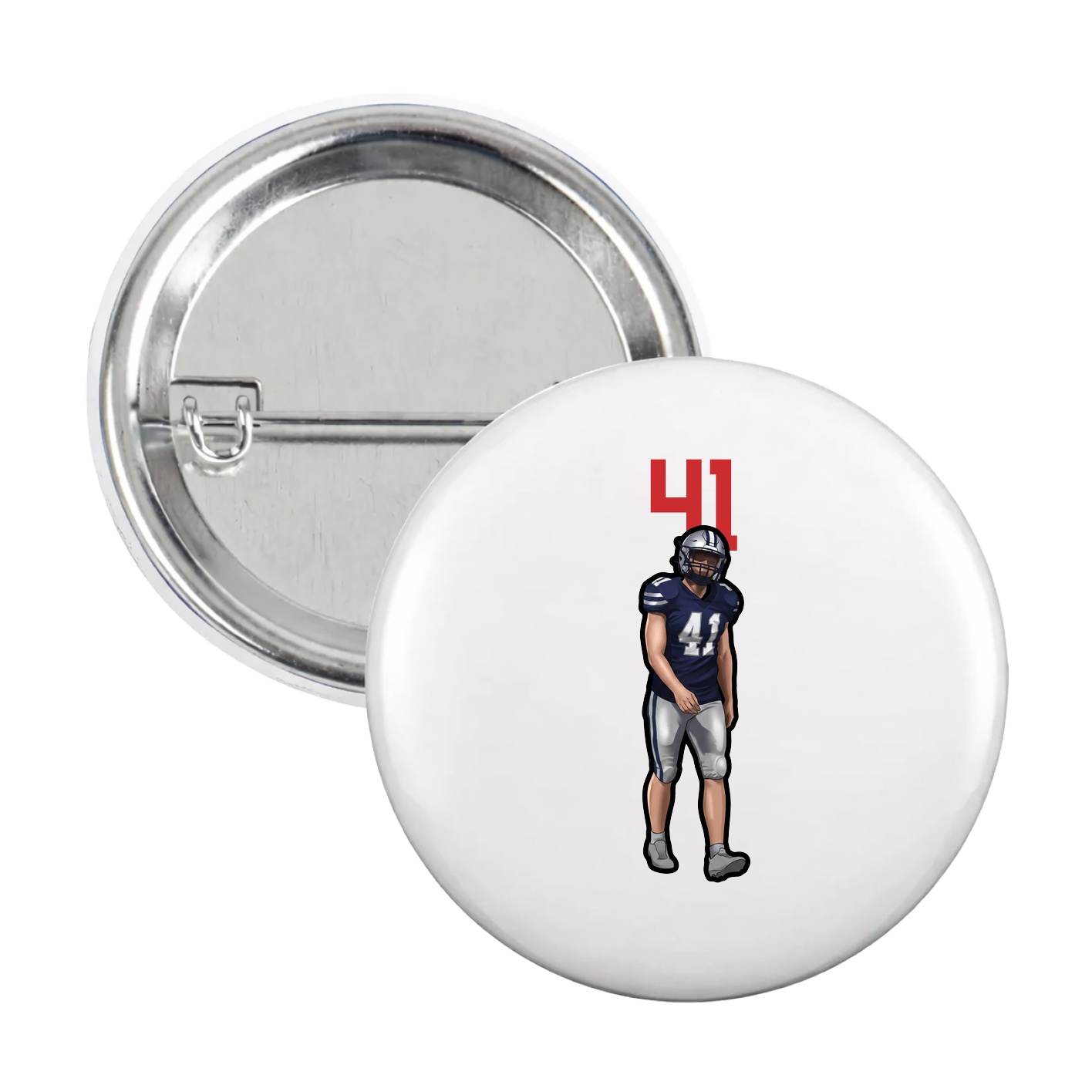 Game Day Button — Number Top in White