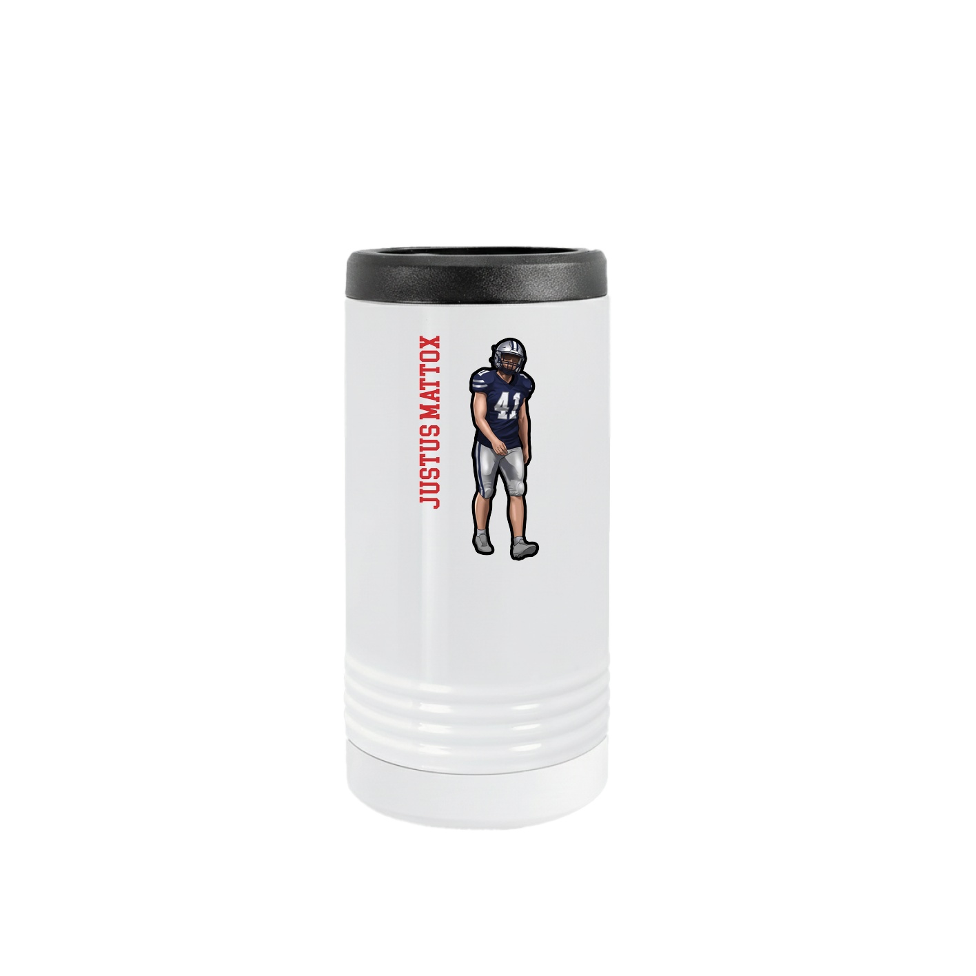 Slim Beverage Holder — Name Vertical in White