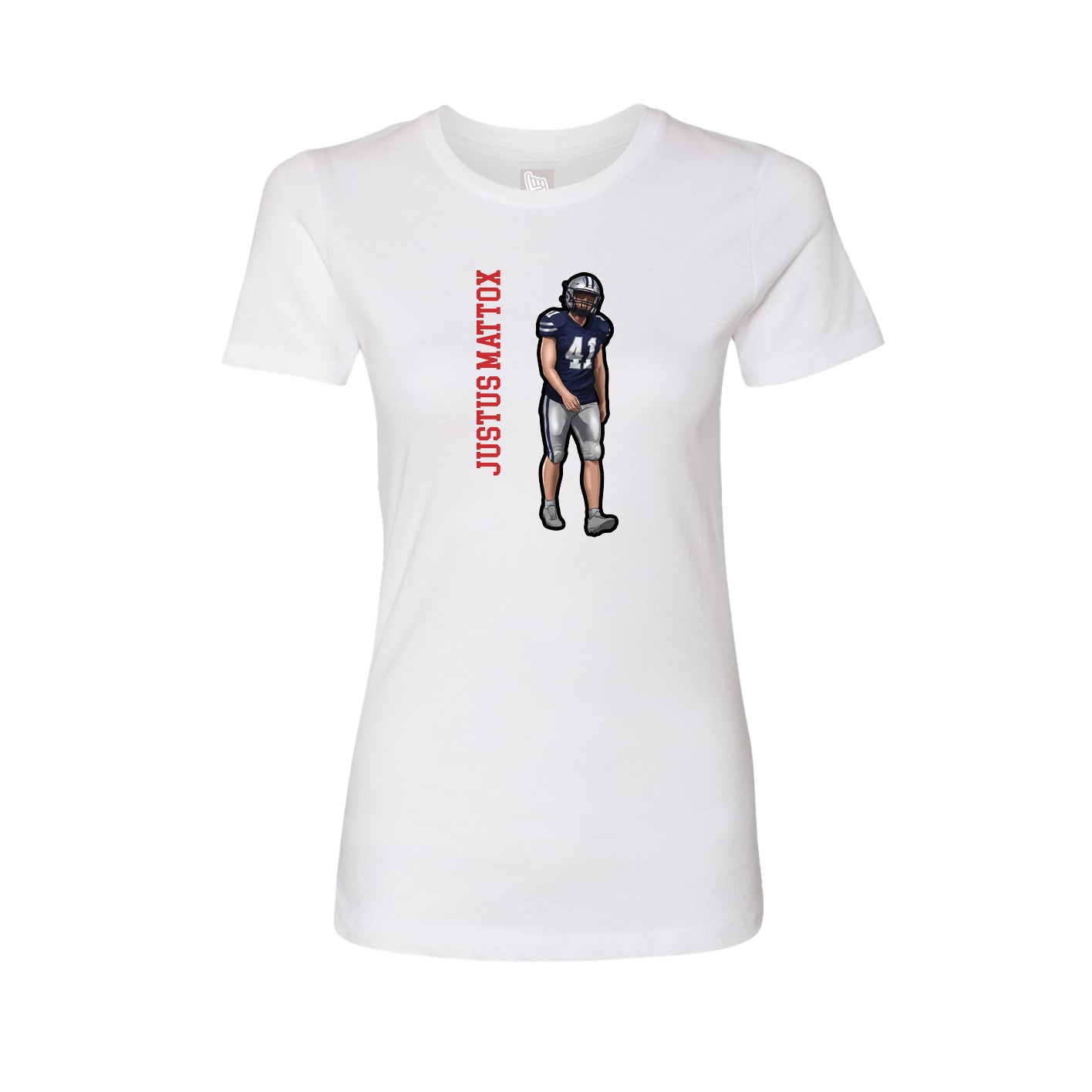 Fitted Women's Tee — Name Vertical in White