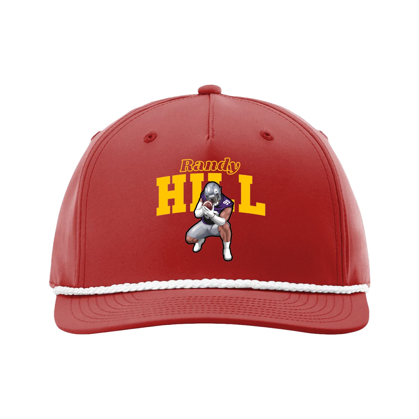 Five-Panel Classic Rope Cap — Name Arch in Red