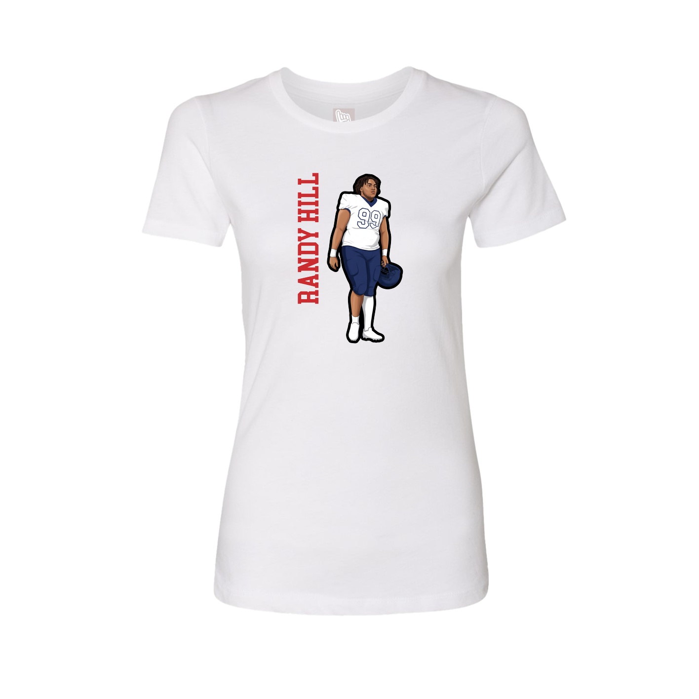 Fitted Women's Tee — Name Vertical in White