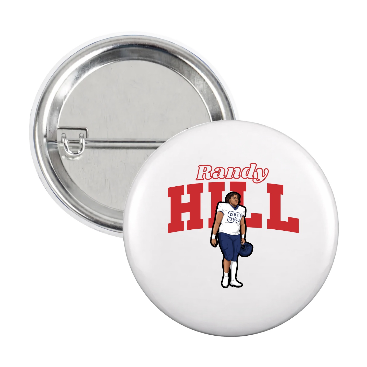 Game Day Button — Name Arch in White