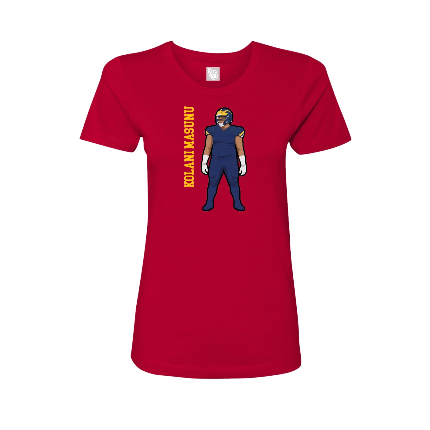Fitted Women's Tee — Name Vertical in Red