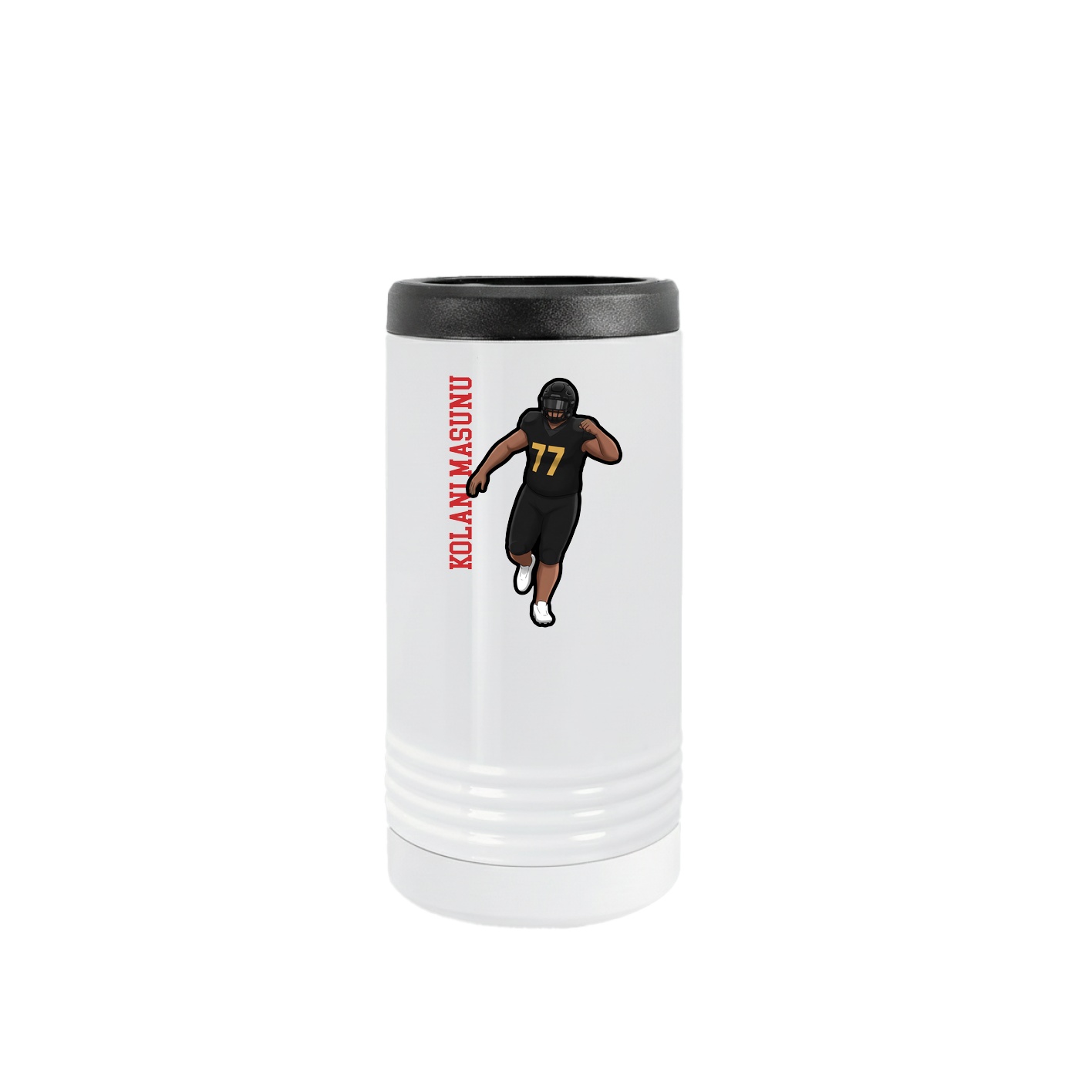 Slim Beverage Holder — Name Vertical in White