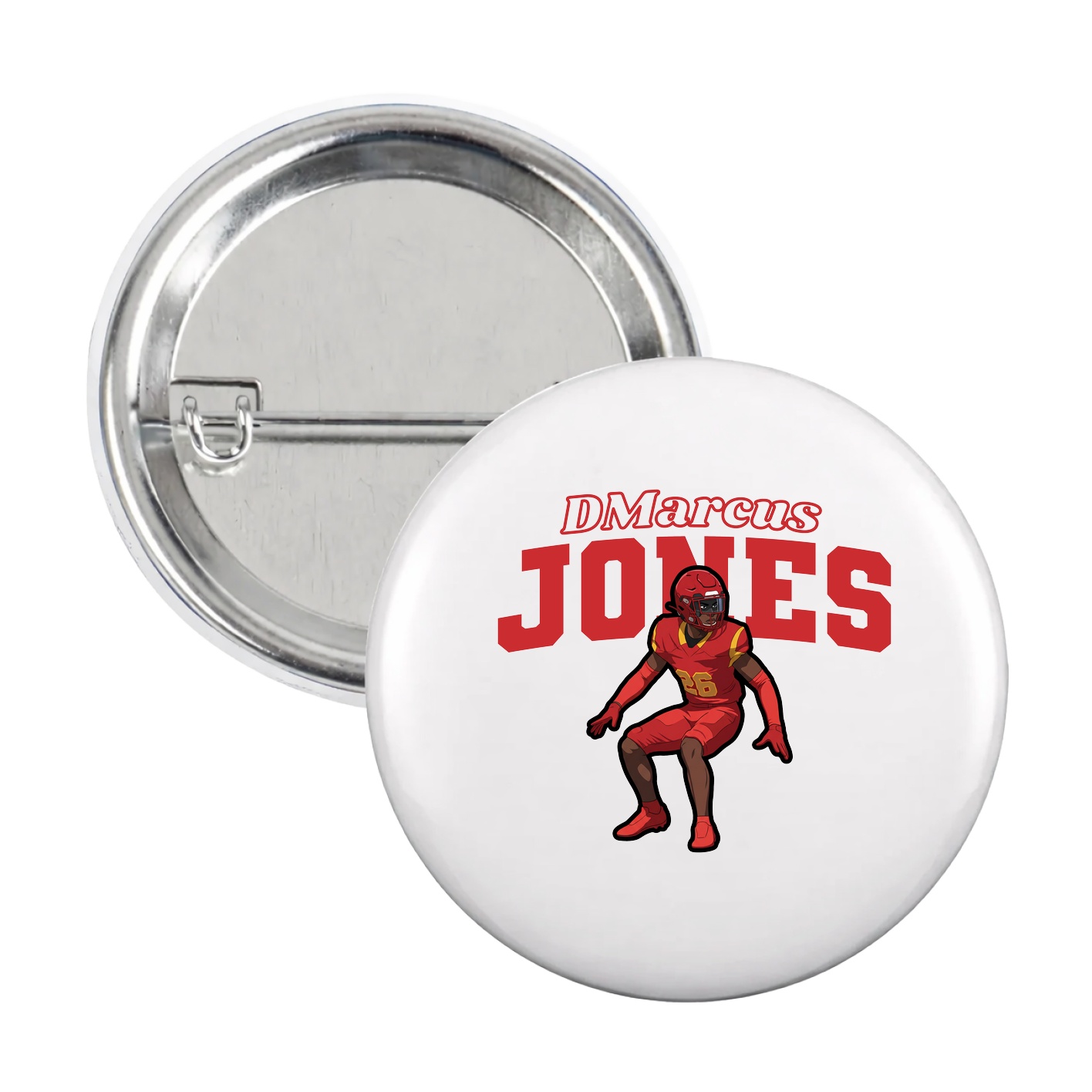 Game Day Button — Name Arch in White