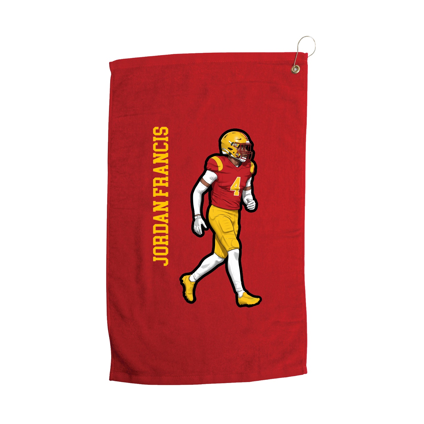 Golf Towel — Name Vertical in Red