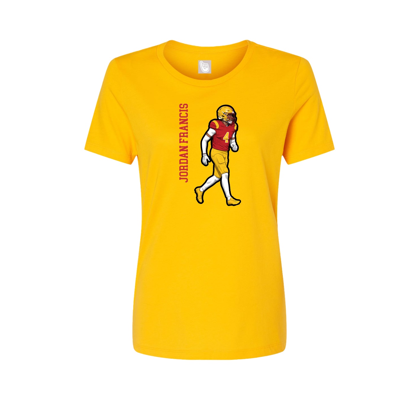 Fitted Women's Tee — Name Vertical in Gold