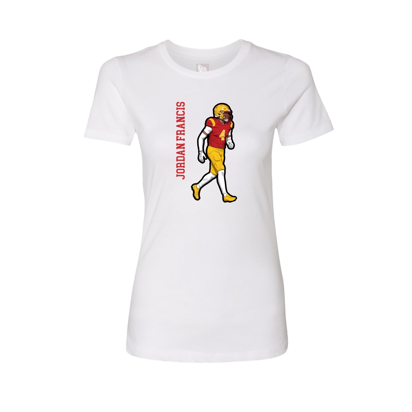 Fitted Women's Tee — Name Vertical in White