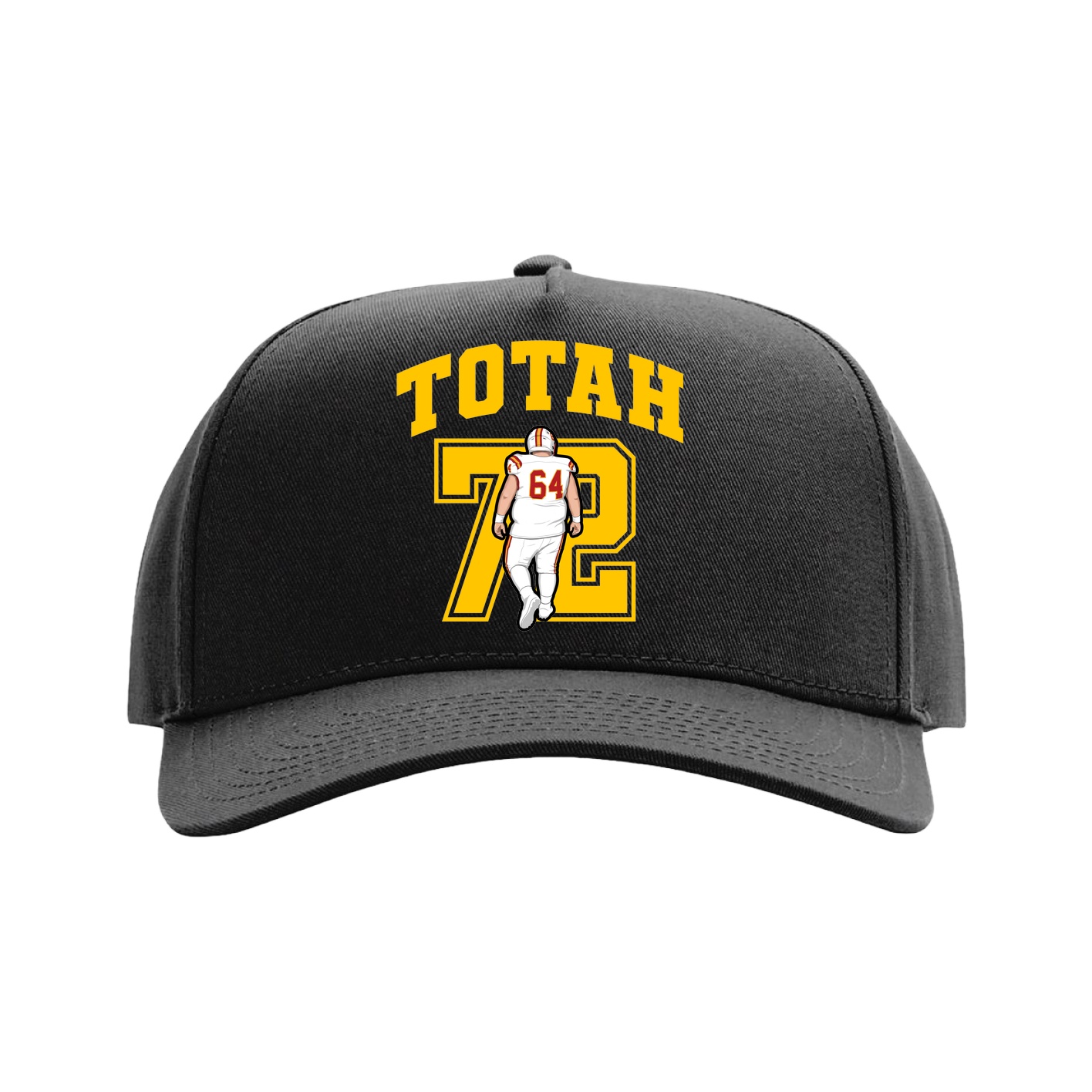 Full Fabric Five-Panel Champ Cap — Number in Black