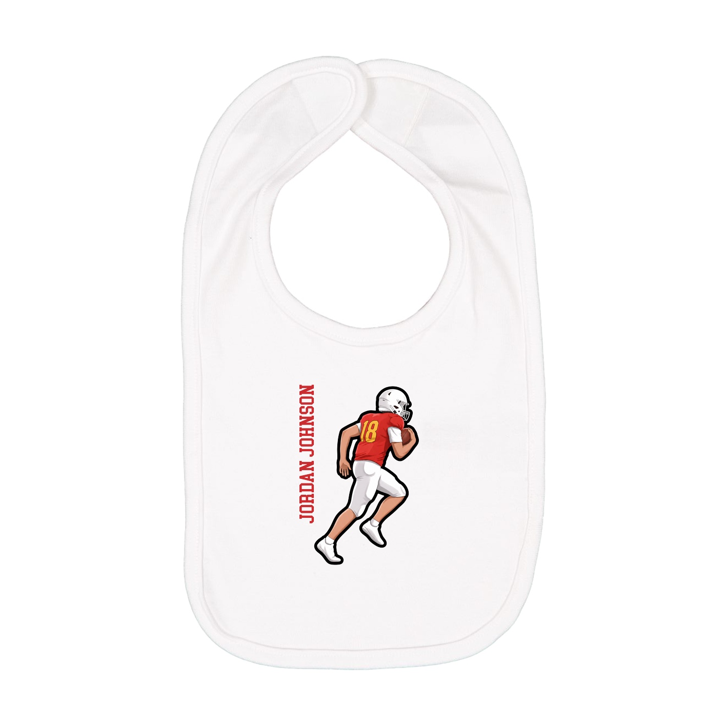 Infant Bib — Name Vertical in White