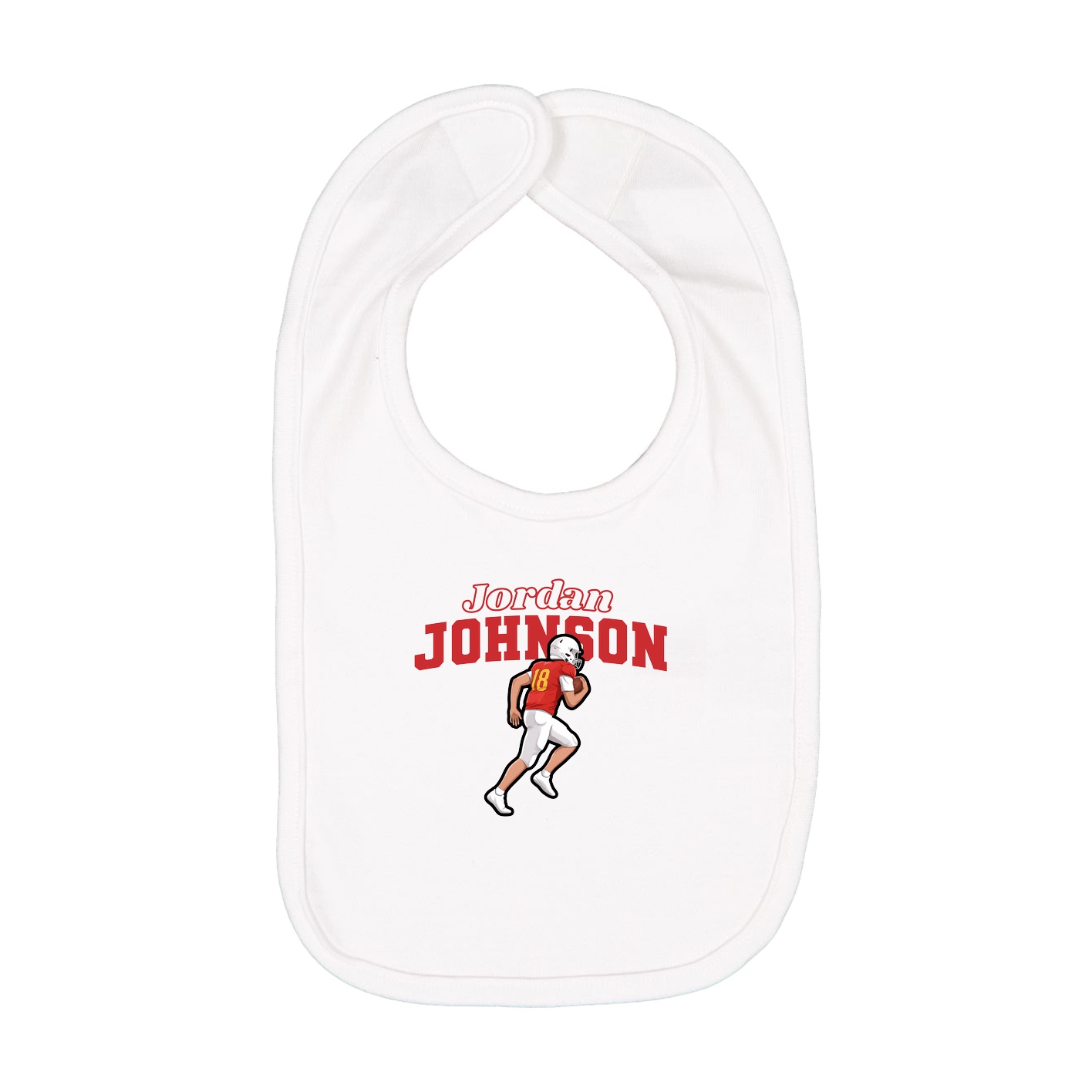 Infant Bib — Name Arch in White