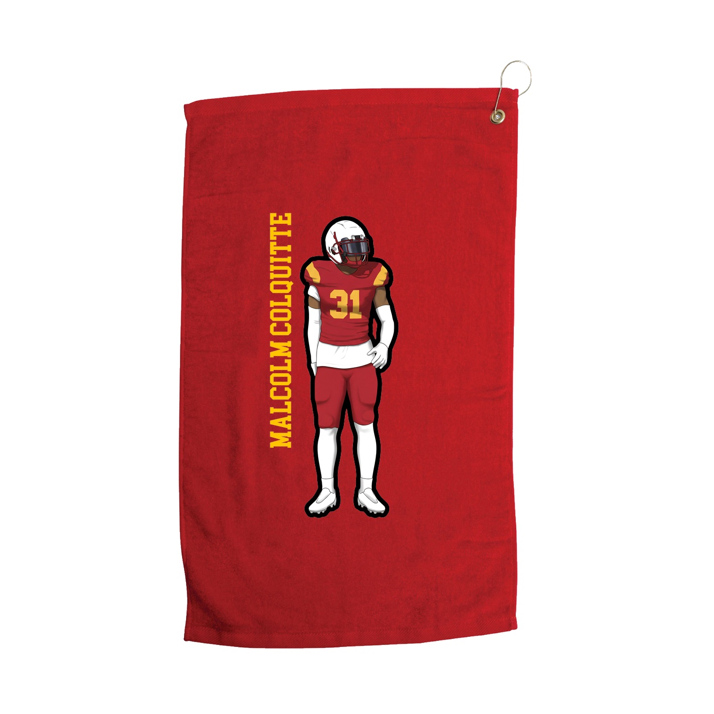 Golf Towel — Name Vertical in Red
