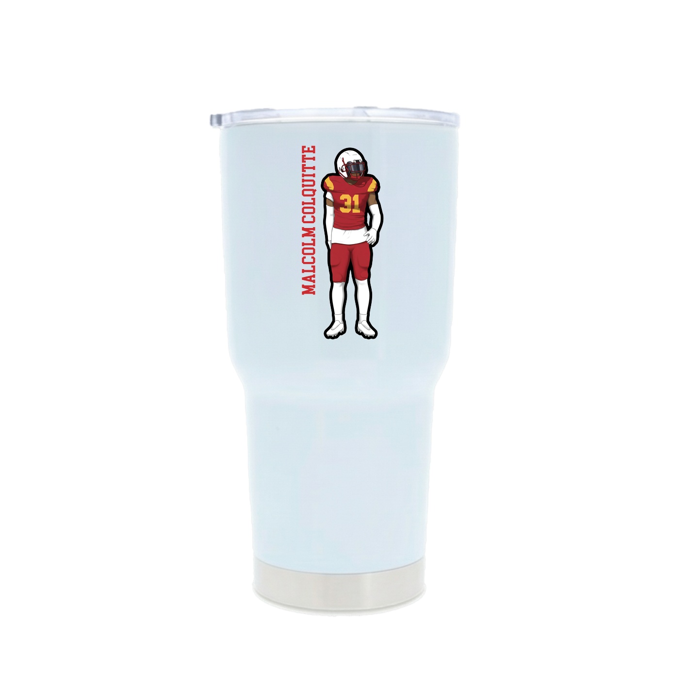 30oz Stainless Steel Tumbler — Name Vertical in White