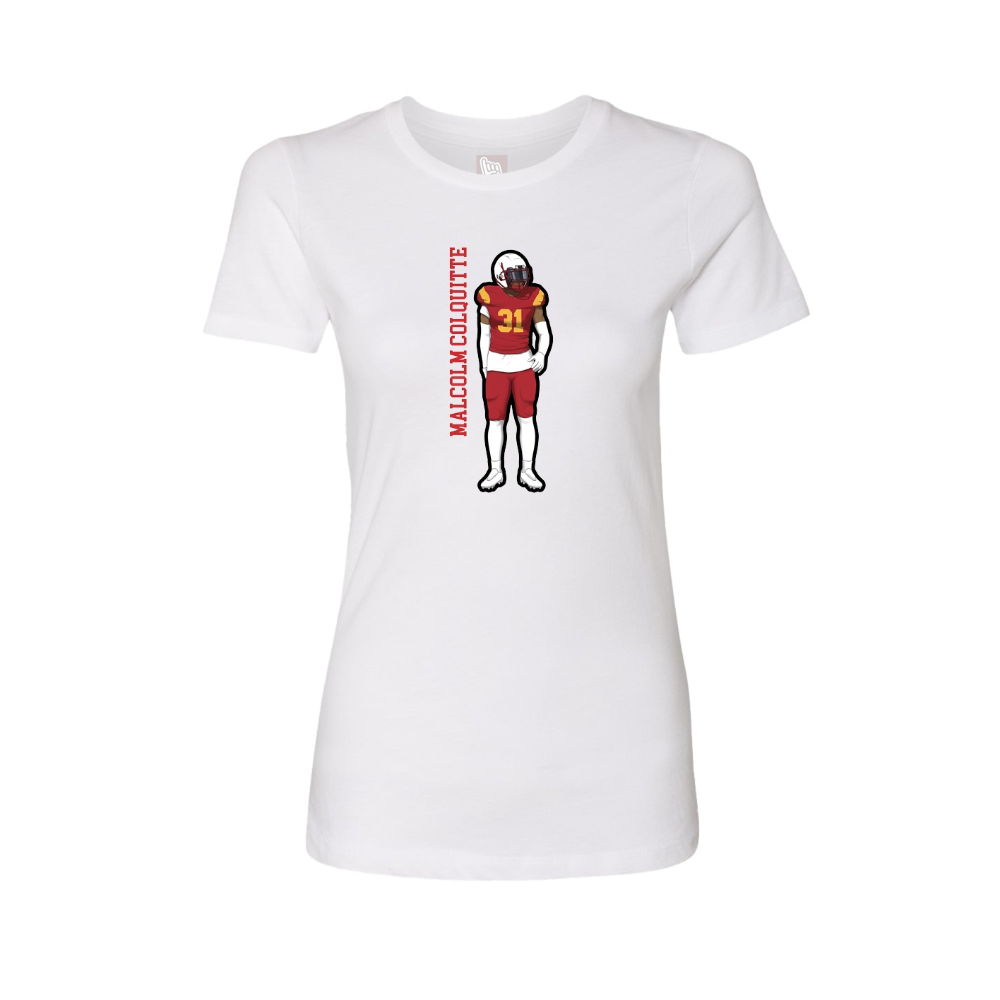 Fitted Women's Tee — Name Vertical in White