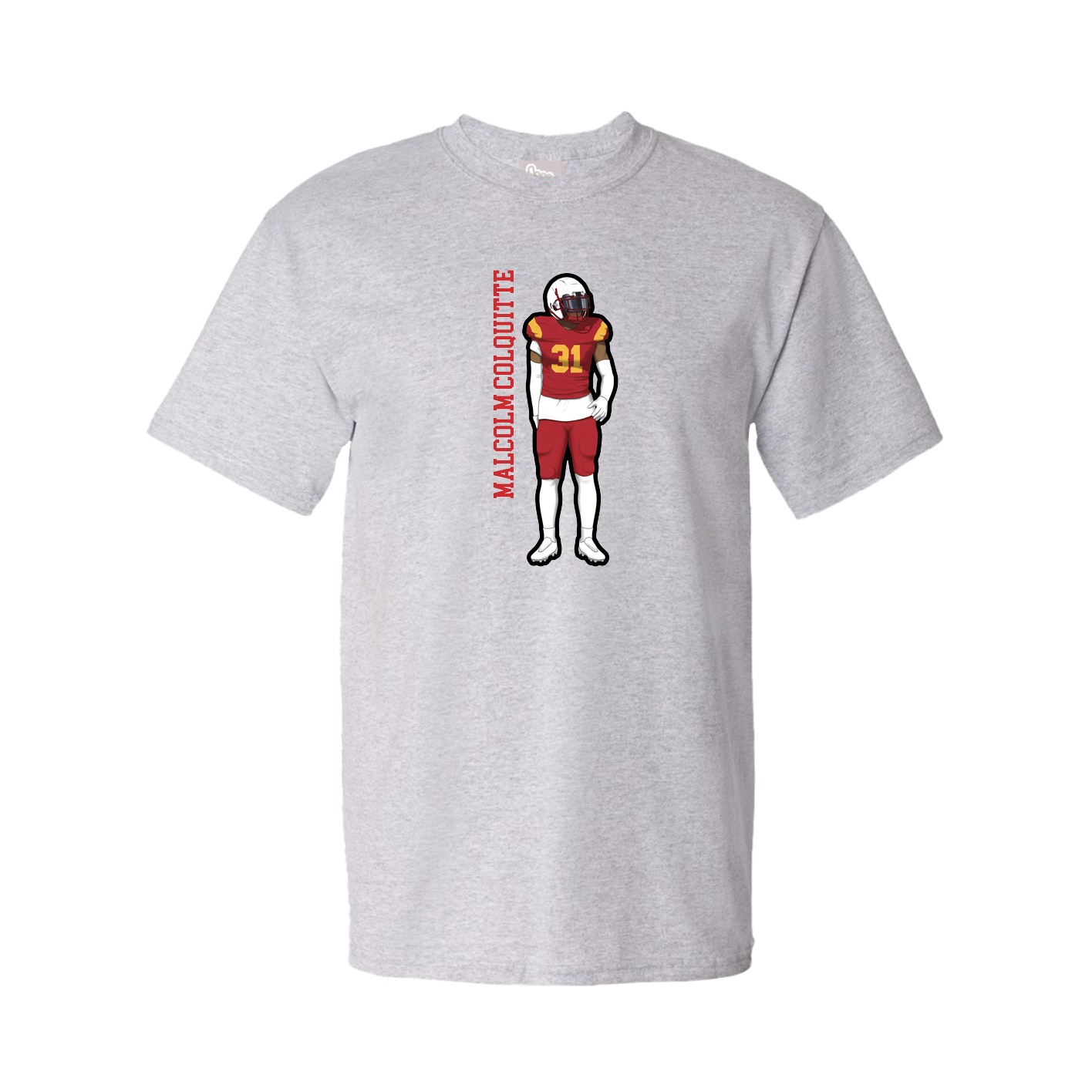Youth Tee — Name Vertical in Grey