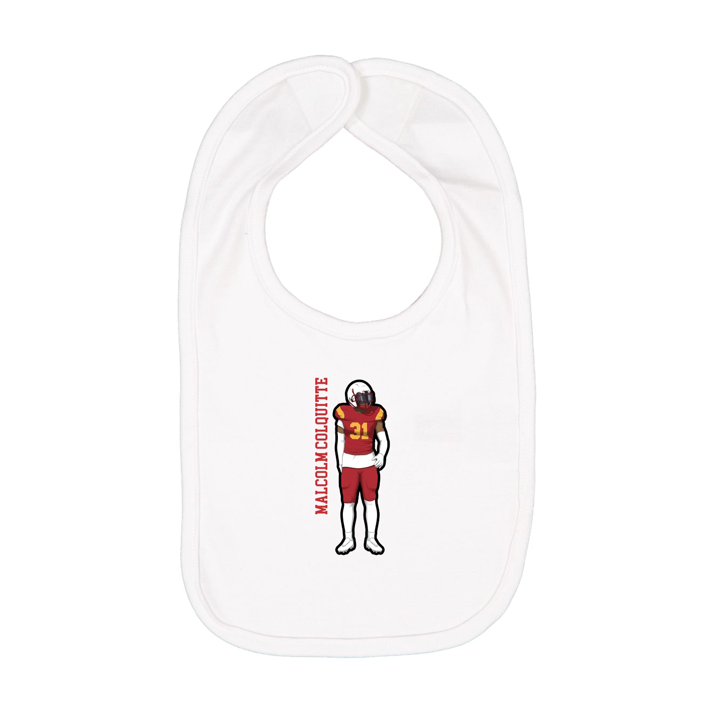 Infant Bib — Name Vertical in White