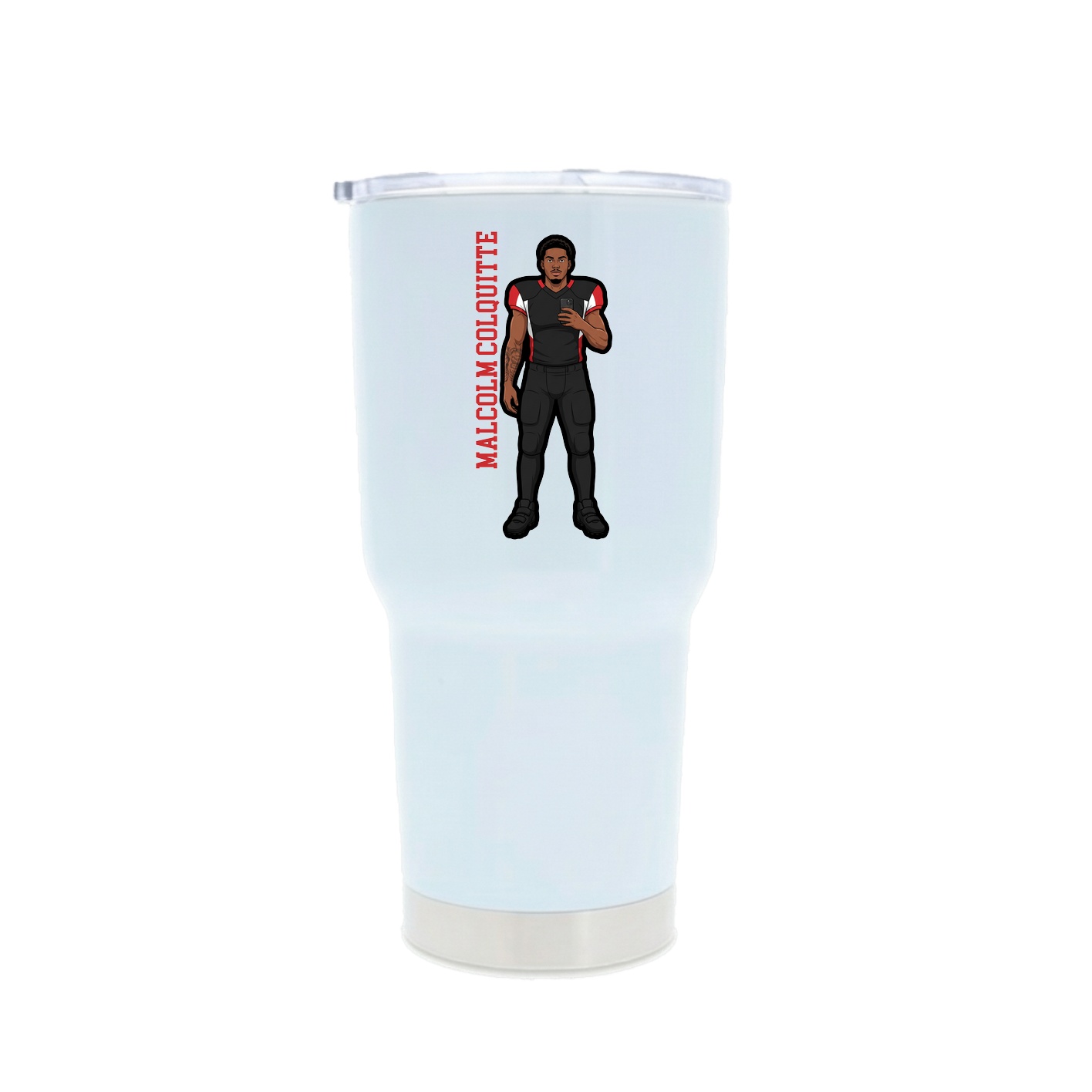 30oz Stainless Steel Tumbler — Name Vertical in White