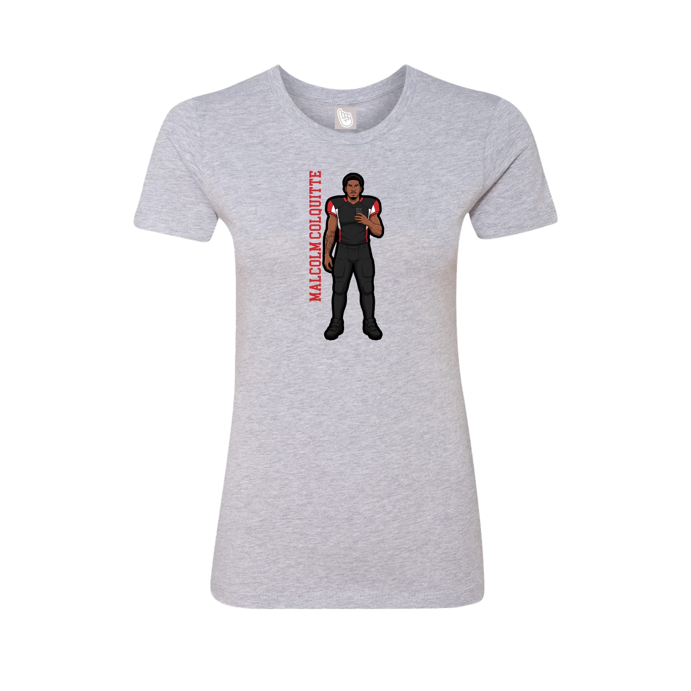 Fitted Women's Tee — Name Vertical in Grey