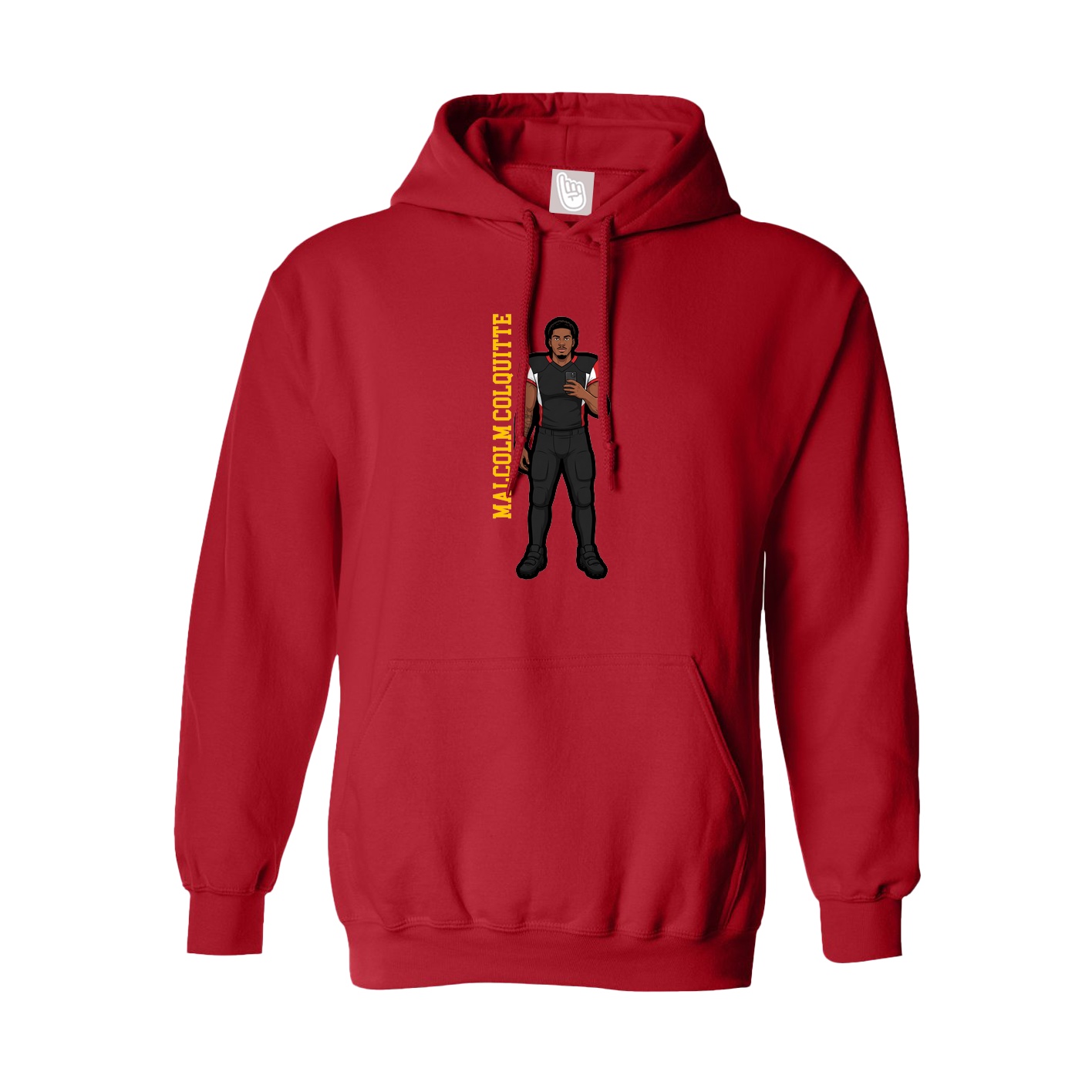 Youth Hoodie — Name Vertical in Red
