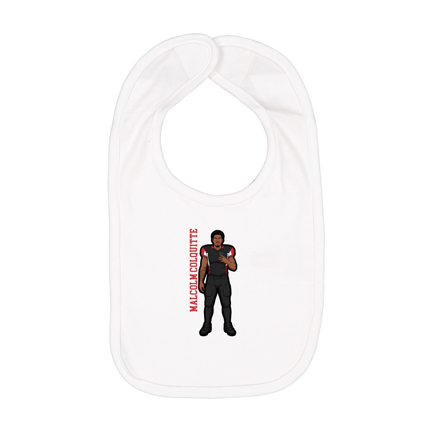 Infant Bib — Name Vertical in White