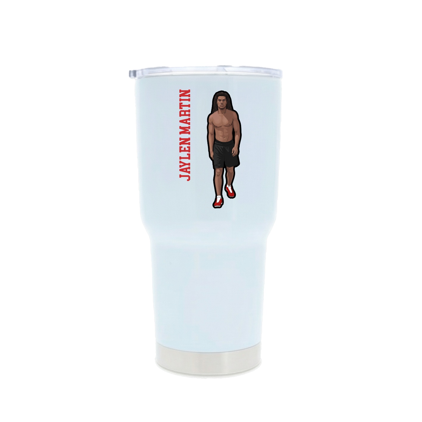 30oz Stainless Steel Tumbler — Name Vertical in White