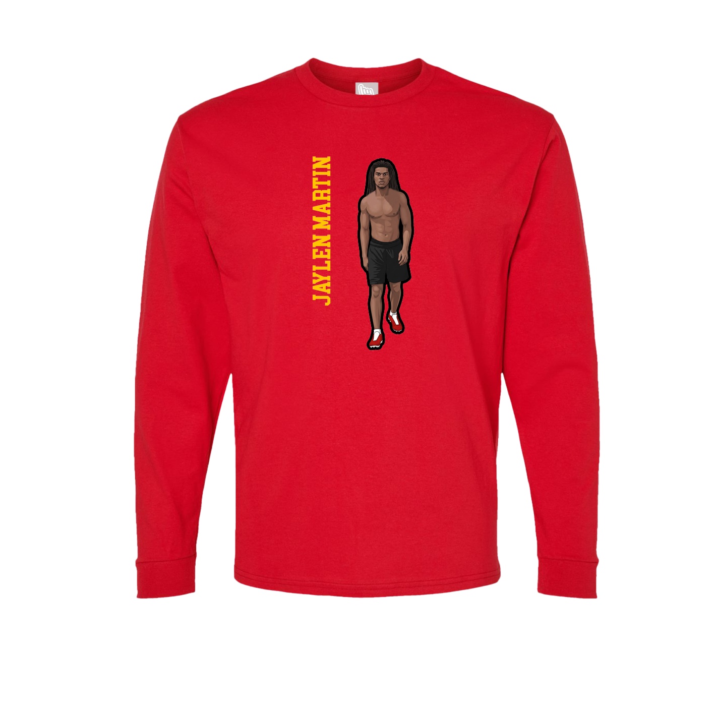 Long Sleeve Tee — Name Vertical in Red