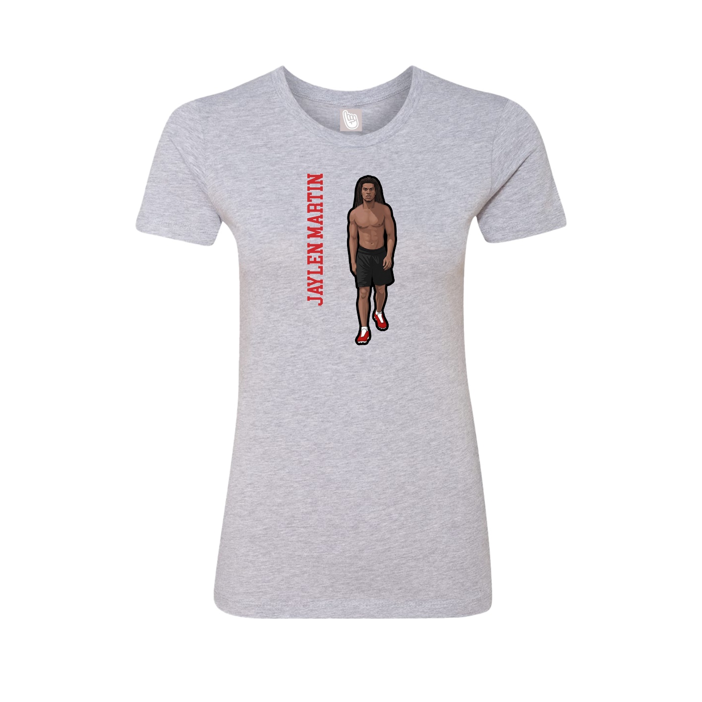 Womens Tee — Name Vertical in Grey