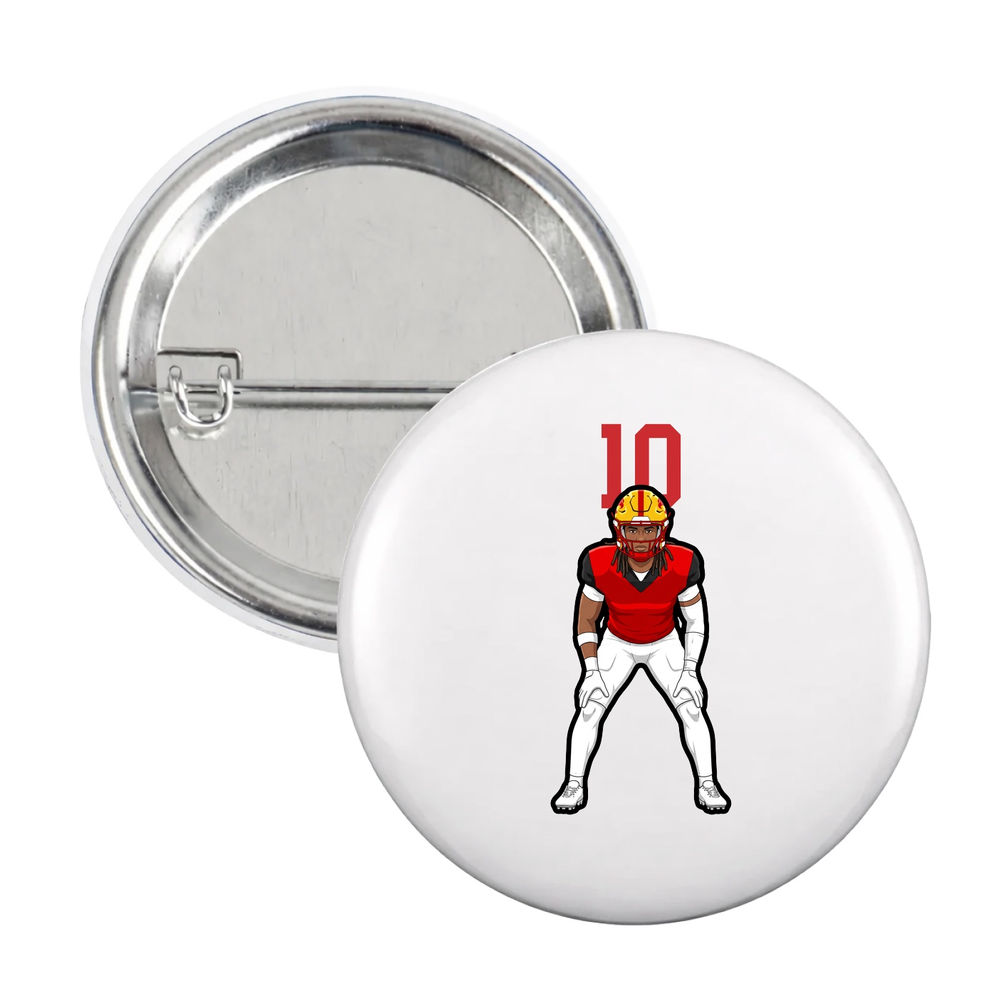 Game Day Button — Number Top in White