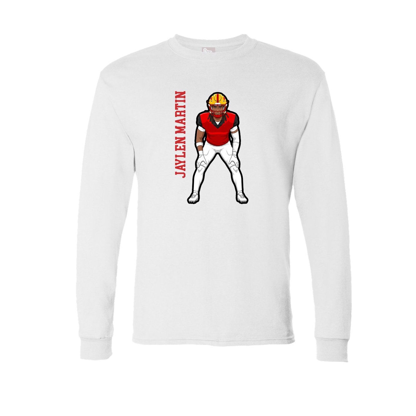 Long Sleeve Tee — Name Vertical in White