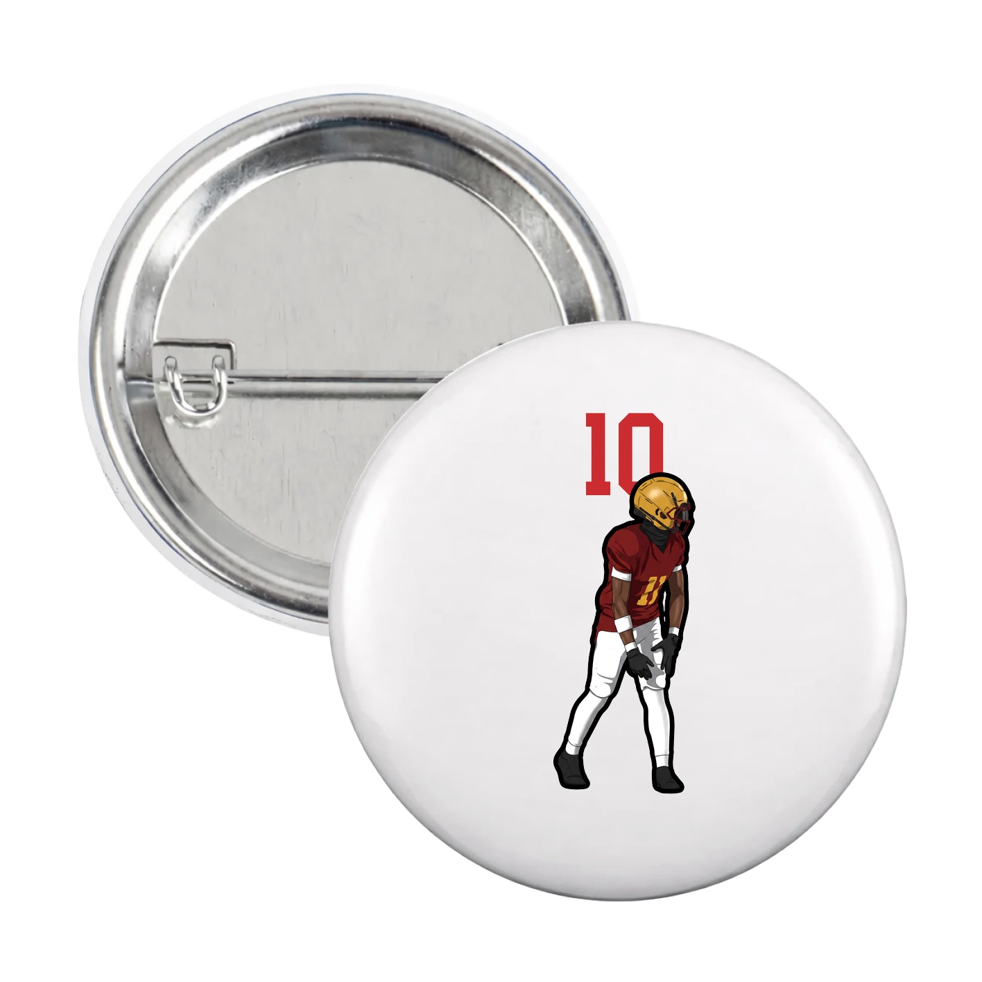 Game Day Button — Number Top in White