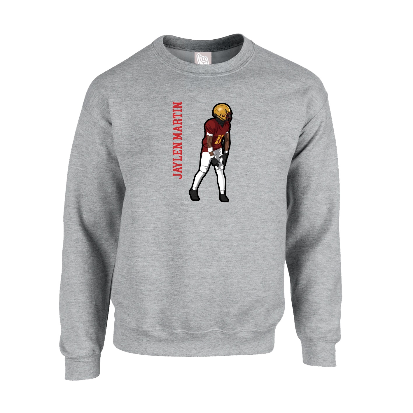 Fleece Crew — Name Vertical in Grey