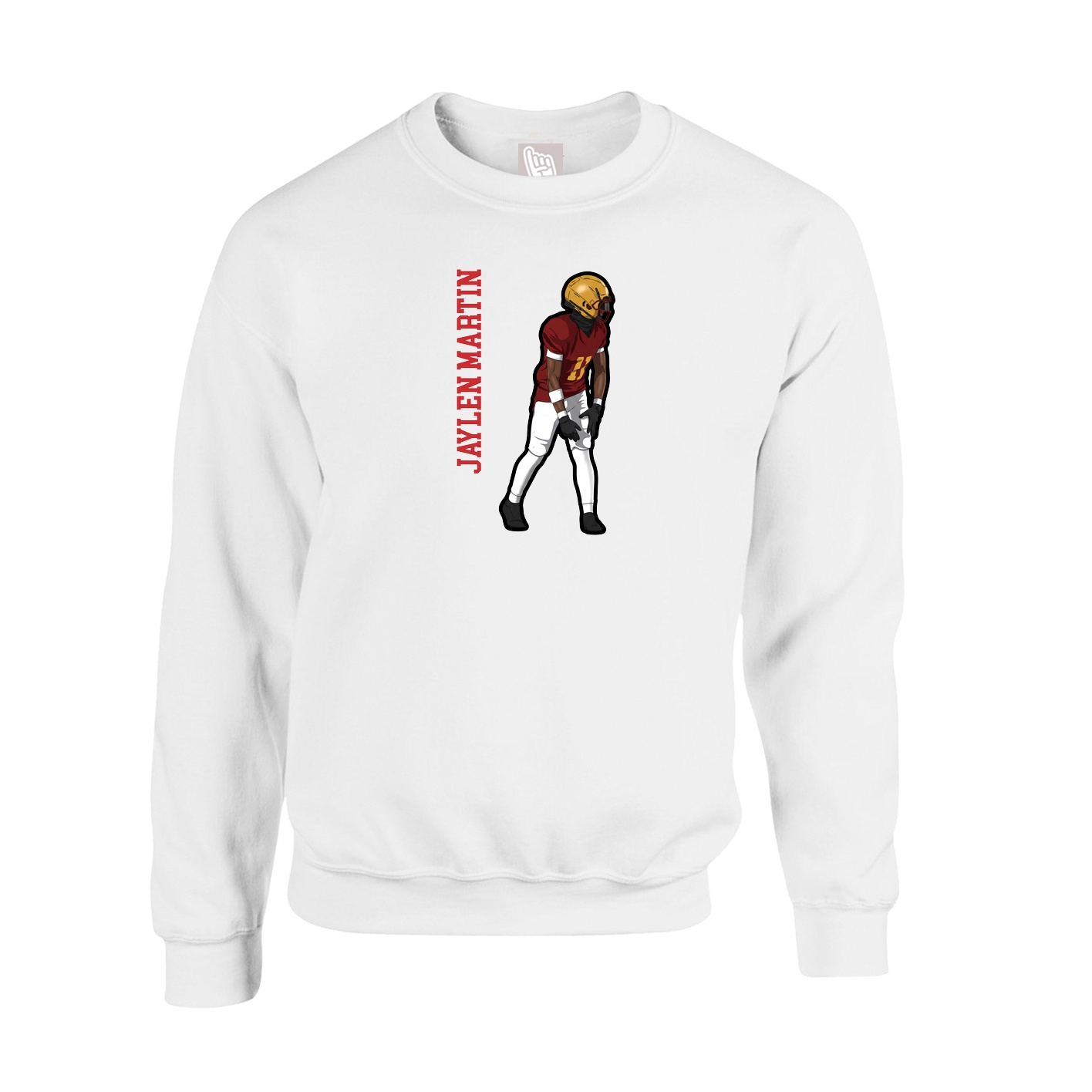 Fleece Crew — Name Vertical in White