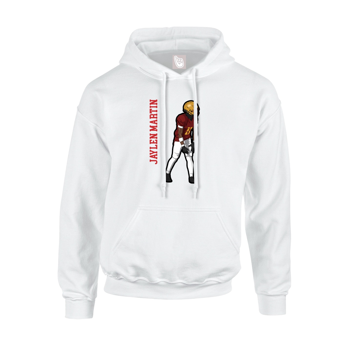 Youth Hoodie — Name Vertical in White