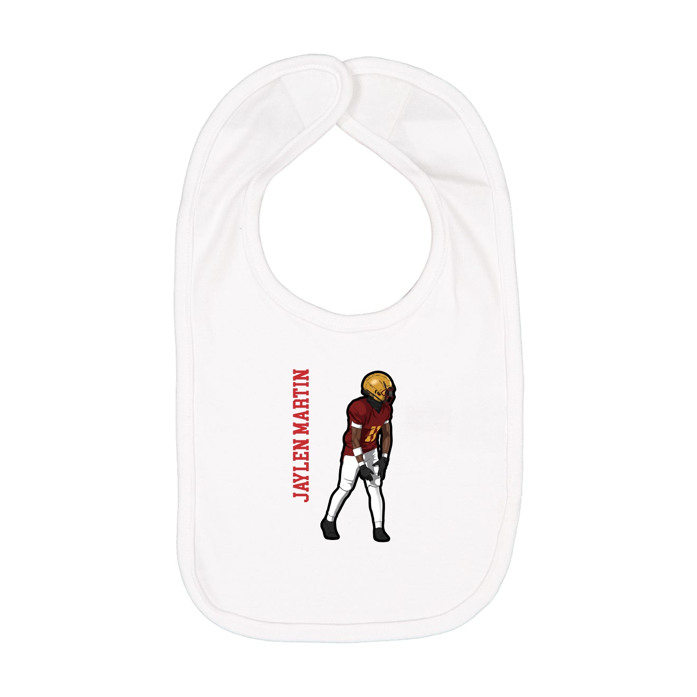 Infant Bib — Name Vertical in White