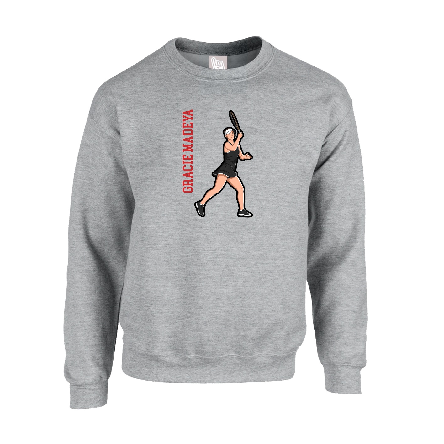 Fleece Crew — Name Vertical in Grey