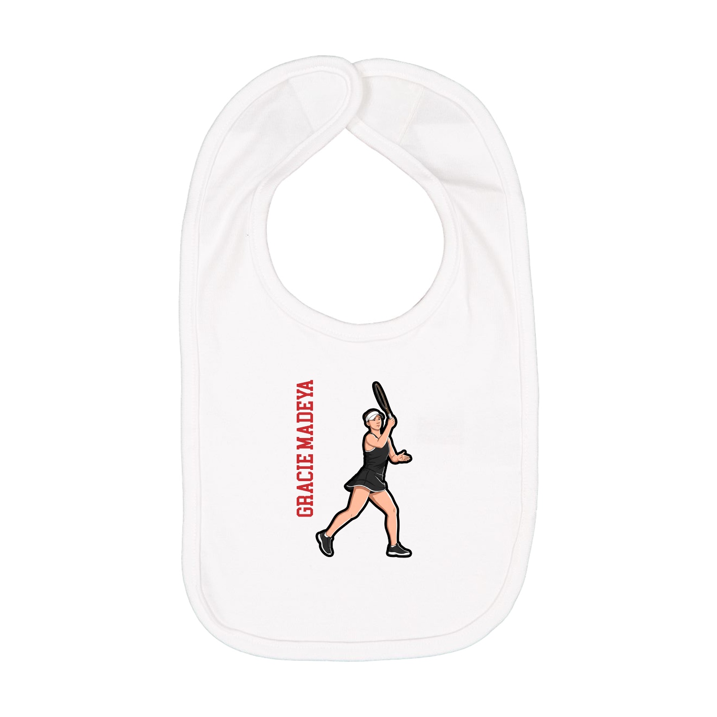 Infant Bib — Name Vertical in White