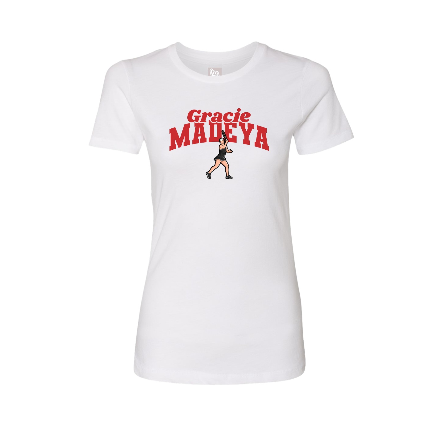 Fitted Women's Tee — Signature Arch in White