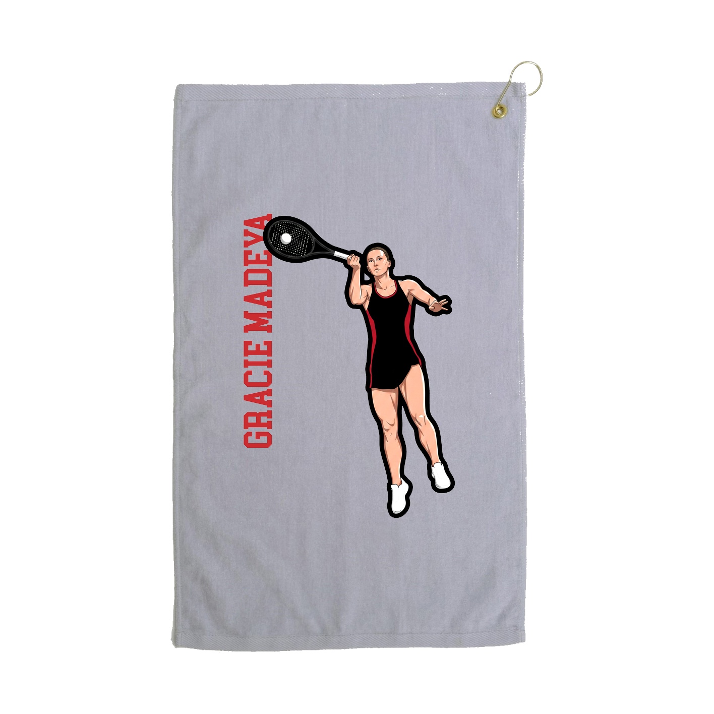Golf Towel — Name Vertical in Grey