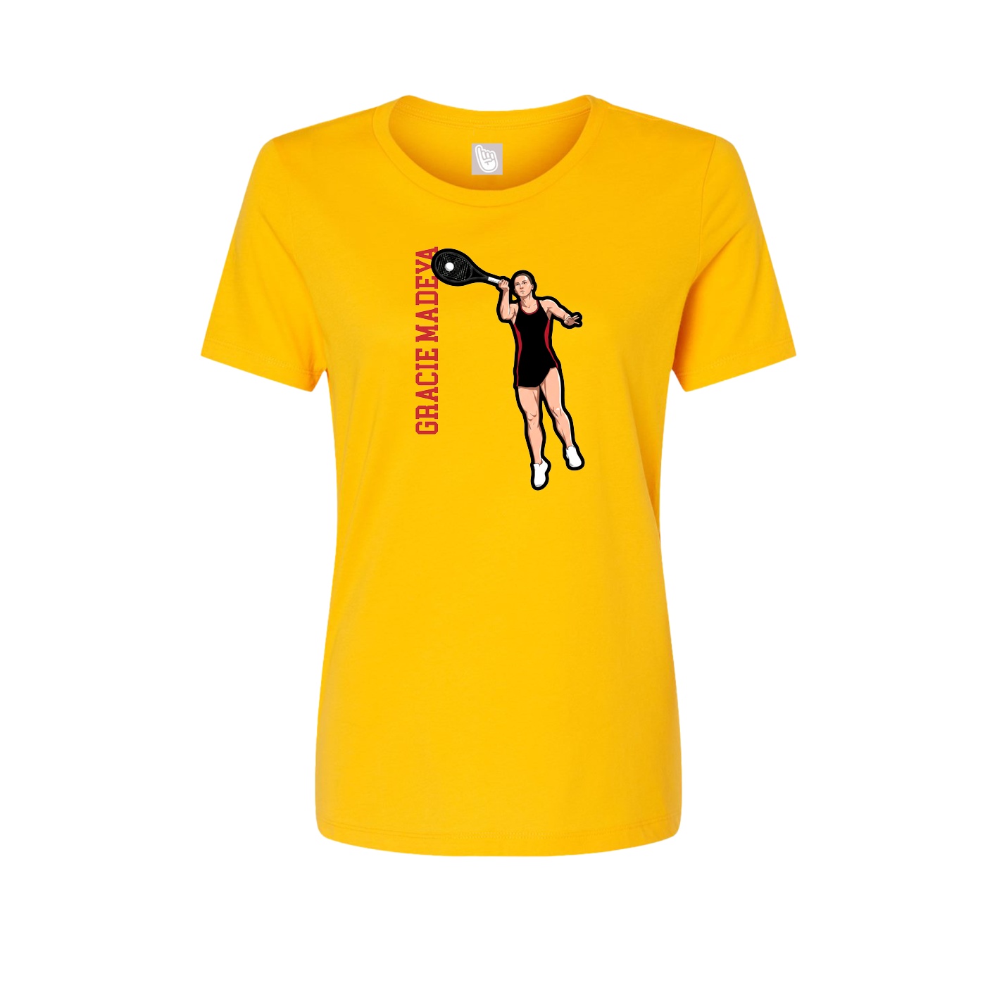 Fitted Women's Tee — Name Vertical in Gold
