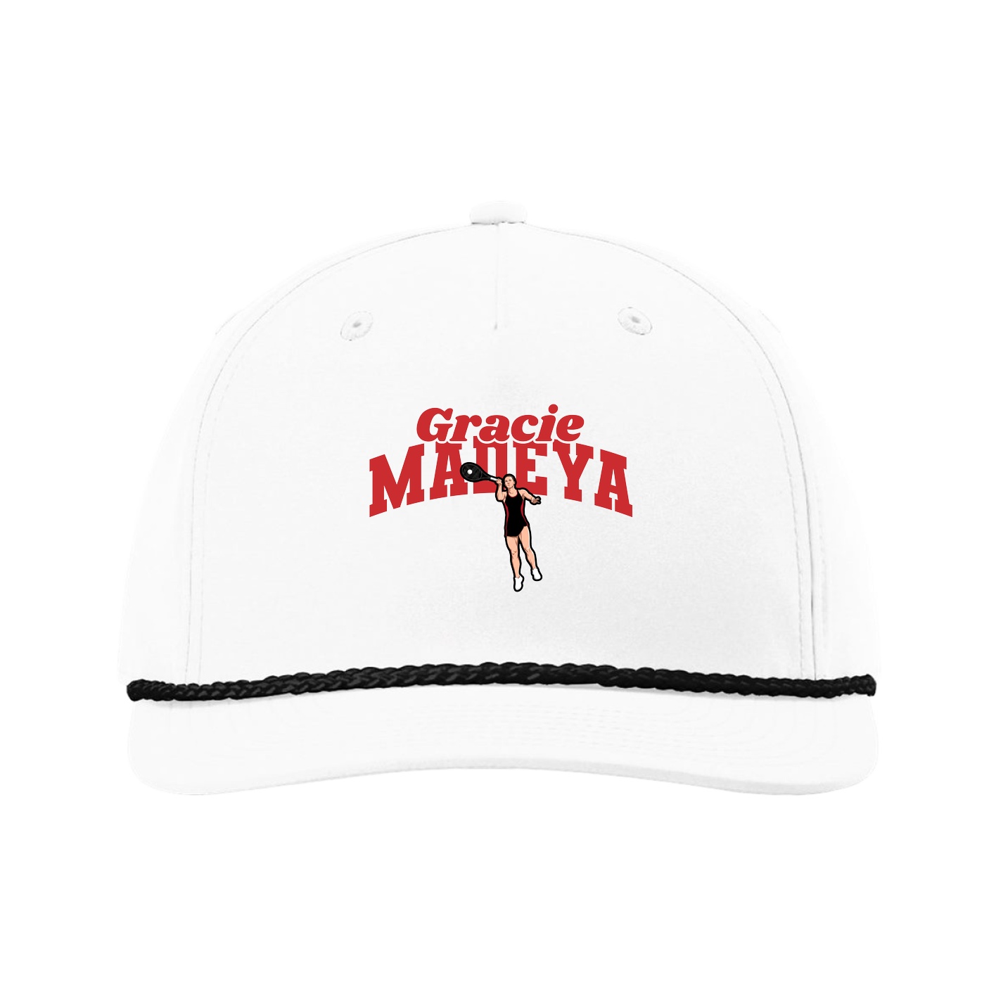 Five-Panel Classic Rope Cap — Signature Arch in White