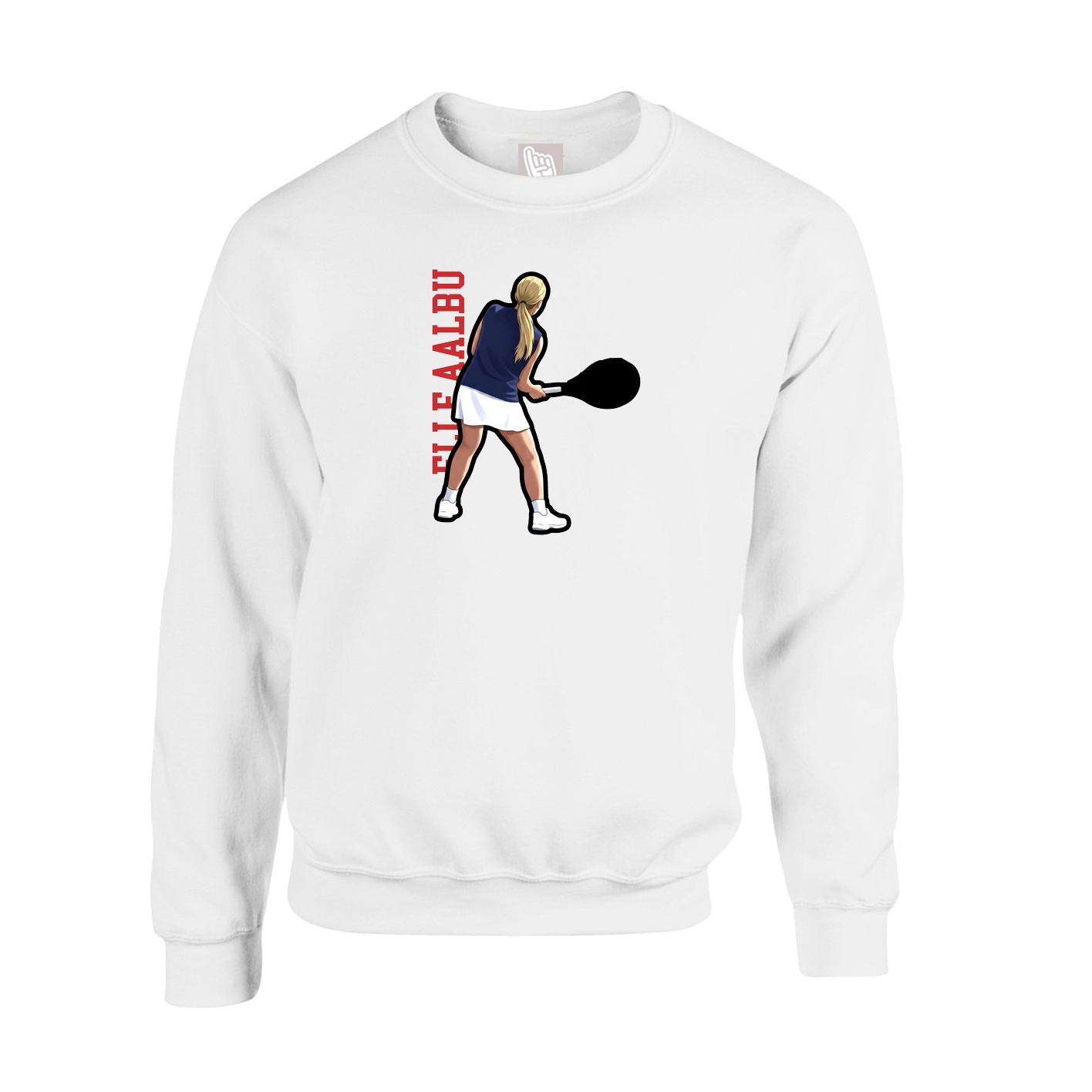Fleece Crew — Name Vertical in White